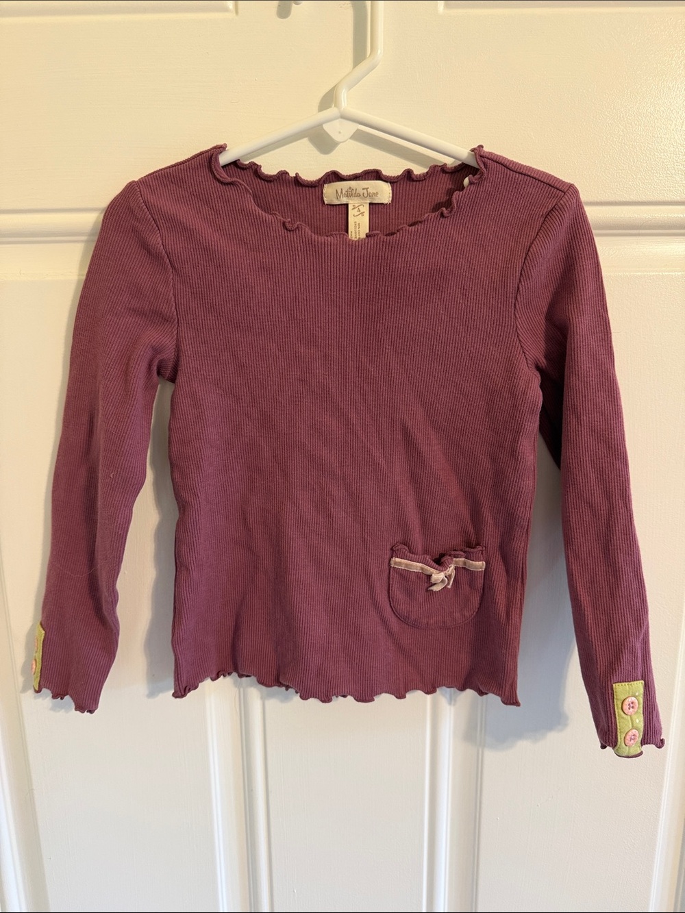 Matilda Jane Long-Sleeve Ruffle Edge Top - Dusty Mauve (4)